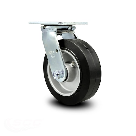 6 Inch Rubber On Aluminum Wheel Swivel Caster With Ball Bearing
